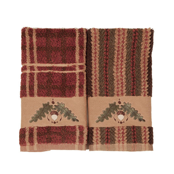 Hiend Accents Embroidered Acorn Towel Set - Luxurious 100% Cotton Towels With Rustic Charm For Your Bathroom Decor Multi 100% Cotton Tl5150-os-pl