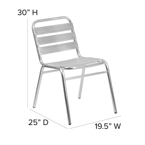 English Elm Lila Commercial-Grade Stack Chair - Modern Metal Design for Indoor-Outdoor Dining Spaces, 352 lb Capacity TLH-015-GG