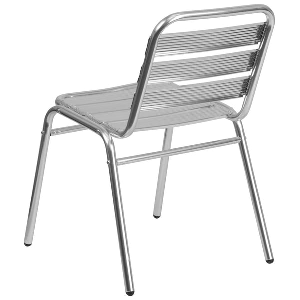 English Elm Lila Commercial-Grade Stack Chair - Modern Metal Design for Indoor-Outdoor Dining Spaces, 352 lb Capacity TLH-015-GG