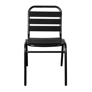 English Elm Lila Commercial Metal Stack Chair for Indoor-Outdoor Use, Sleek Design, Durable & Space-Saving Black TLH-015C-BK-GG