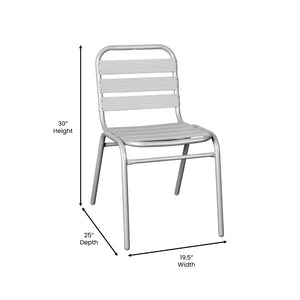 English Elm Lila Commercial Metal Stack Chair for Indoor-Outdoor Use, Sleek Design, Durable & Space-Saving Silver TLH-015C-GG