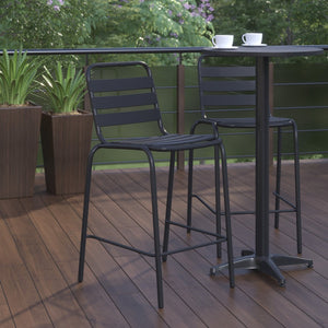 English Elm Lila Commercial Metal Bar Height Stool - Durable Indoor-Outdoor Seating for Restaurants & Patios Black TLH-015H-BK-GG