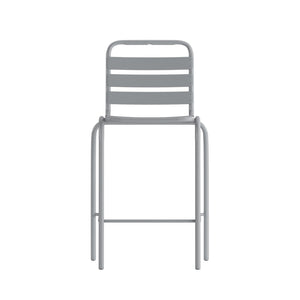 English Elm Lila Commercial Metal Bar Height Stool - Durable Indoor-Outdoor Seating for Restaurants & Patios Silver TLH-015H-GG