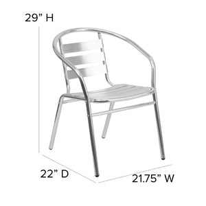 English Elm Lila Stackable Aluminum Restaurant Chair - Modern, Durable, Indoor-Outdoor Seating with Arms TLH-017B-GG