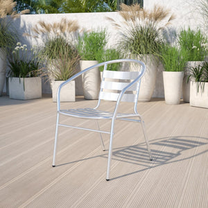 English Elm Lila Stackable Aluminum Restaurant Chair - Modern, Durable, Indoor-Outdoor Seating with Arms TLH-017B-GG