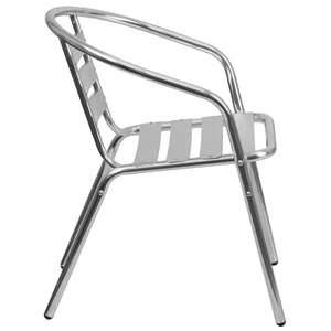 English Elm Lila Stackable Aluminum Restaurant Chair - Modern, Durable, Indoor-Outdoor Seating with Arms TLH-017B-GG
