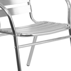 English Elm Lila Stackable Aluminum Restaurant Chair - Modern, Durable, Indoor-Outdoor Seating with Arms TLH-017B-GG