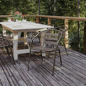 English Elm Lila Metal Restaurant Stack Chair with Stylish Slat Back, Durable Design for Indoor & Outdoor Use Bronze TLH-017C-BZ-GG