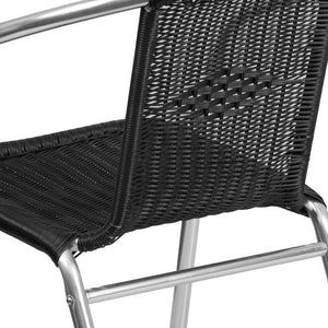 English Elm Lila Stack Chair - Durable Rattan Seating for Indoor & Outdoor Use, Perfect for Restaurants & Patios Aluminum and Black TLH-020-BK-GG