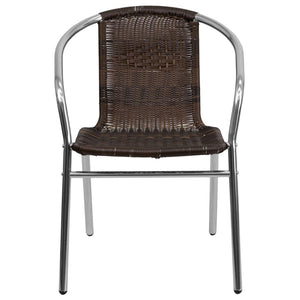 English Elm Lila Stack Chair - Durable Rattan Seating for Indoor & Outdoor Use, Perfect for Restaurants & Patios Aluminum and Dark Brown TLH-020-GG