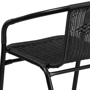 English Elm Lila Set of 2 Commercial-Grade Rattan Stack Chairs for Indoor and Outdoor Dining Spaces Black 2-TLH-037-BK-GG