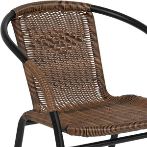 English Elm Lila Set of 2 Commercial-Grade Rattan Stack Chairs for Indoor and Outdoor Dining Spaces Medium Brown 2-TLH-037-DK-BN-GG