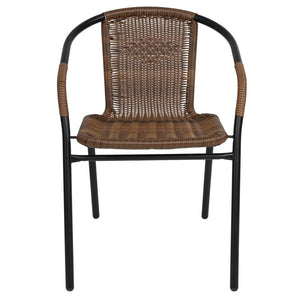English Elm Lila Set of 2 Commercial-Grade Rattan Stack Chairs for Indoor and Outdoor Dining Spaces Medium Brown 2-TLH-037-DK-BN-GG