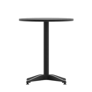 English Elm Mellie Compact Indoor-Outdoor Table with Stainless Steel Top – Stylish & Durable for Any Space Black 23.5" Round TLH-052-1-BK-GG