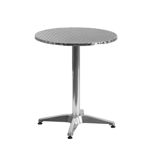 English Elm Mellie Compact Indoor-Outdoor Table with Stainless Steel Top – Stylish & Durable for Any Space Aluminum 23.5" Round TLH-052-1-GG