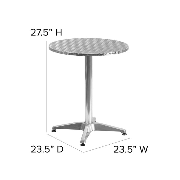 English Elm Mellie Compact Indoor-Outdoor Table with Stainless Steel Top – Stylish & Durable for Any Space Aluminum 23.5" Round TLH-052-1-GG