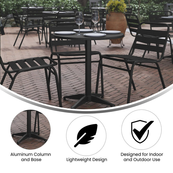 English Elm Mellie Compact Metal Table for Indoor and Outdoor Dining – Sleek, Durable, and Versatile Design Black 27.5" Round TLH-052-2-BK-GG