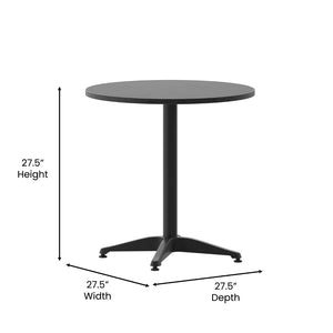 English Elm Mellie Compact Metal Table for Indoor and Outdoor Dining – Sleek, Durable, and Versatile Design Black 27.5" Round TLH-052-2-BK-GG