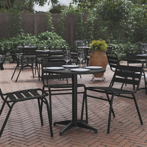 English Elm Mellie Compact Metal Table for Indoor and Outdoor Dining – Sleek, Durable, and Versatile Design Black 27.5" Round TLH-052-2-BK-GG