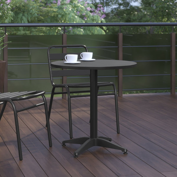 English Elm Mellie Compact Metal Table for Indoor and Outdoor Dining – Sleek, Durable, and Versatile Design Black 27.5" Round TLH-052-2-BK-GG