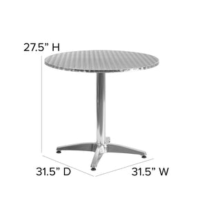 English Elm Mellie 31.5'' Stylish Round Aluminum Table for Indoor-Outdoor Dining, Rust-Resistant & Versatile TLH-052-3-GG