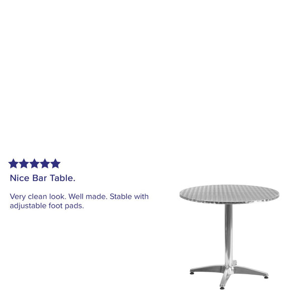 English Elm Mellie 31.5'' Stylish Round Aluminum Table for Indoor-Outdoor Dining, Rust-Resistant & Versatile TLH-052-3-GG