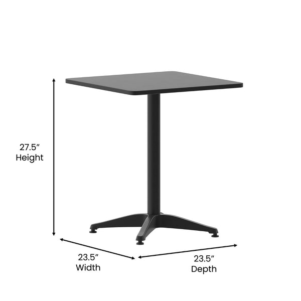 English Elm Mellie Contemporary Metal Table for Indoor and Outdoor Use - Stylish, Durable, and Versatile Design Black 23.5" Square TLH-053-1-BK-GG