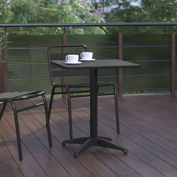 English Elm Mellie Contemporary Metal Table for Indoor and Outdoor Use - Stylish, Durable, and Versatile Design Black 23.5" Square TLH-053-1-BK-GG