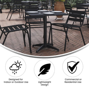 English Elm Mellie Modern Metal Indoor-Outdoor Table for Stylish Dining and Casual Gatherings Anywhere Black 27.5" Square TLH-053-2-BK-GG