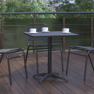English Elm Mellie Modern Metal Indoor-Outdoor Table for Stylish Dining and Casual Gatherings Anywhere Black 27.5" Square TLH-053-2-BK-GG