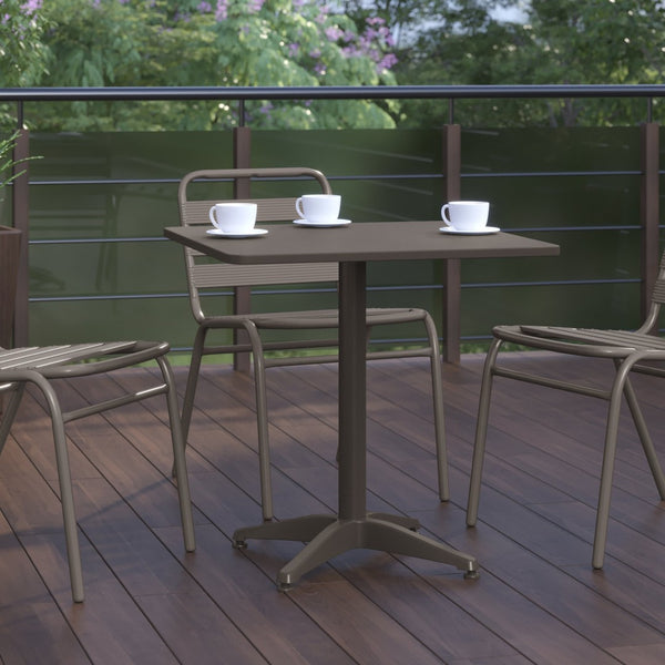 English Elm Mellie Modern Metal Indoor-Outdoor Table for Stylish Dining and Casual Gatherings Anywhere Bronze 27.5" Square TLH-053-2-BZ-GG