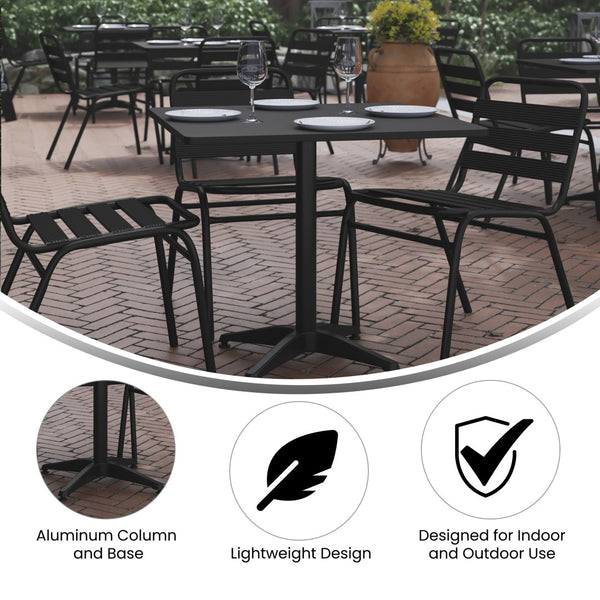 English Elm Mellie Modern Bistro Table for Indoor-Outdoor Use, Stylish & Durable Design for Any Setting Black 31.5" Square TLH-053-3-BK-GG