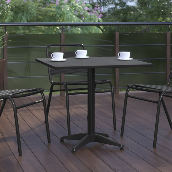 English Elm Mellie Modern Bistro Table for Indoor-Outdoor Use, Stylish & Durable Design for Any Setting Black 31.5" Square TLH-053-3-BK-GG