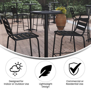 English Elm Mellie Modern Bar Height Table for Indoor-Outdoor Use - Flip-Up Design, Easy Storage & Transport Black 23.25" Round TLH-059A-BK-GG