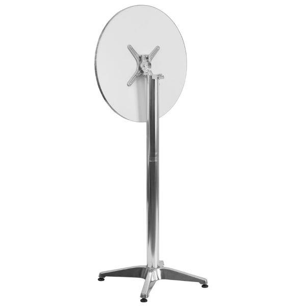 English Elm Mellie Modern Bar Height Table for Indoor-Outdoor Use - Flip-Up Design, Easy Storage & Transport Aluminum 23.25" Round TLH-059A-GG