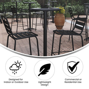 English Elm Mellie Stylish Round Metal Bar Height Table for Indoor-Outdoor Use, Perfect for Cocktails and Gatherings Black 24" Round TLH-059B-BK-GG