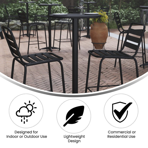English Elm Mellie Stylish Round Metal Bar Height Table for Indoor-Outdoor Use, Perfect for Cocktails and Gatherings Black 24" Round TLH-059B-BK-GG