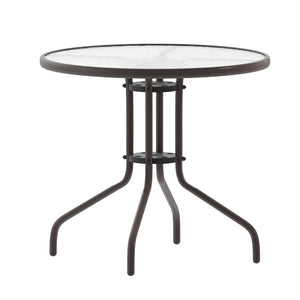 English Elm Bellamy Bronze Round Glass Table - Stylish & Durable Design for Indoor/Outdoor Dining Spaces Clear Top/Bronze Frame 31.5" Round TLH-070-2-BZ-GG