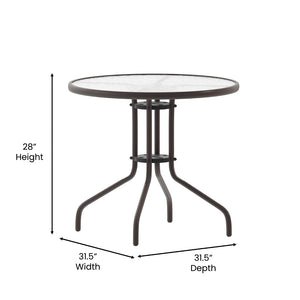 English Elm Bellamy Bronze Round Glass Table - Stylish & Durable Design for Indoor/Outdoor Dining Spaces Clear Top/Bronze Frame 31.5" Round TLH-070-2-BZ-GG