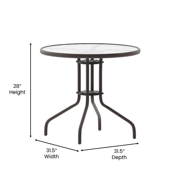 English Elm Bellamy Bronze Round Glass Table - Stylish & Durable Design for Indoor/Outdoor Dining Spaces Clear Top/Bronze Frame 31.5" Round TLH-070-2-BZ-GG