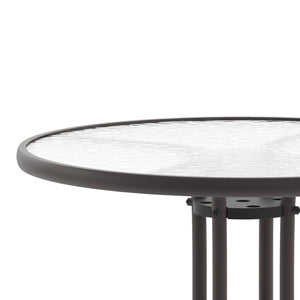 English Elm Bellamy Bronze Round Glass Table - Stylish & Durable Design for Indoor/Outdoor Dining Spaces Clear Top/Bronze Frame 31.5" Round TLH-070-2-BZ-GG