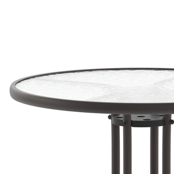 English Elm Bellamy Bronze Round Glass Table - Stylish & Durable Design for Indoor/Outdoor Dining Spaces Clear Top/Bronze Frame 31.5" Round TLH-070-2-BZ-GG