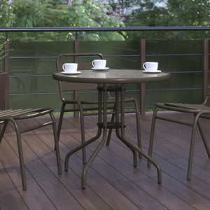 English Elm Bellamy Bronze Round Glass Table - Stylish & Durable Design for Indoor/Outdoor Dining Spaces Clear Top/Bronze Frame 31.5" Round TLH-070-2-BZ-GG