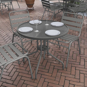 English Elm Bellamy Bronze Round Glass Table - Stylish & Durable Design for Indoor/Outdoor Dining Spaces Clear Top/Silver Frame 31.5" Round TLH-070-2-SV-GG