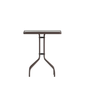 English Elm Barker Stylish Bistro Table with Durable Glass Top and Bronze Metal Frame for Indoor/Outdoor Use Clear Top/Bronze Frame 23.5" Square TLH-073A-1-BZ-GG
