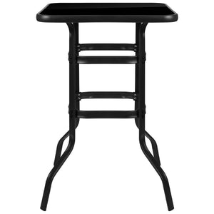 English Elm Barker 27.5" Square Black Tempered Glass Bar Table – Stylish, Durable, Perfect for Indoor & Outdoor Use TLH-073H-B-GG