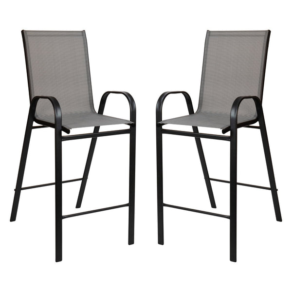 English Elm Brazos Outdoor Dining Set - Stylish 4-Person Bistro Ensemble with Glass Top for Elegant Gatherings Gray 27.5" Square TLH-073H092H4-GR-GG