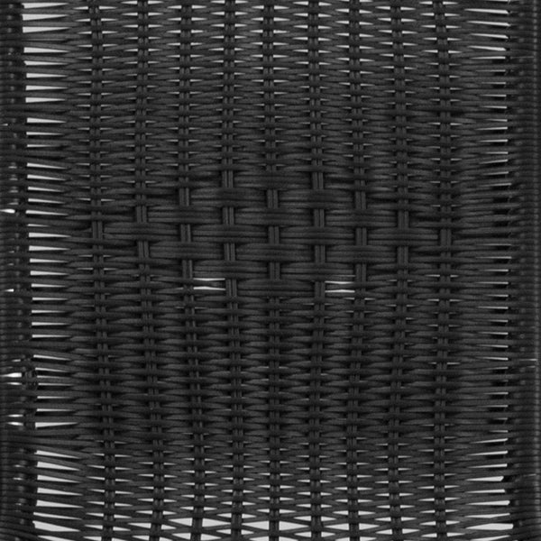 English Elm Lila Sleek Glass Table with Rattan Edging & 2 Stackable Chairs for Stylish Indoor/Outdoor Spaces Black 28" Round TLH-087RD-037BK2-GG