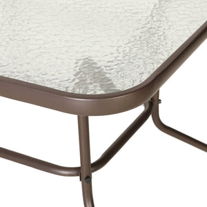 English Elm Tory Elegant Bronze Metal Patio Table with Tempered Glass Top and Umbrella Hole for Outdoor Dining Clear Top/Bronze Frame 31.5"W x 55"L TLH-089-BZ-GG