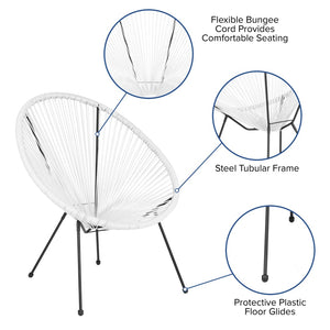 English Elm Valencia Oval Comfort Series Take Ten Papasan Lounge Chair - Stylish, Durable, and Cozy Relaxation Spot White TLH-094-WHITE-GG